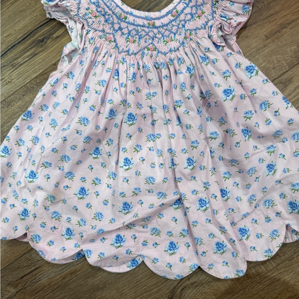 B-WP Awe Smocks Brand 2t Floral Pink and Blue Kids Dress